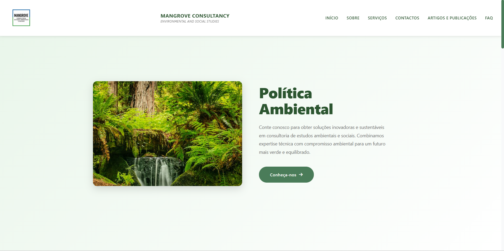 Desenvolvimento e Implementação de Website – Mangrove Consultoria, Estudos Ambientais e Sociais